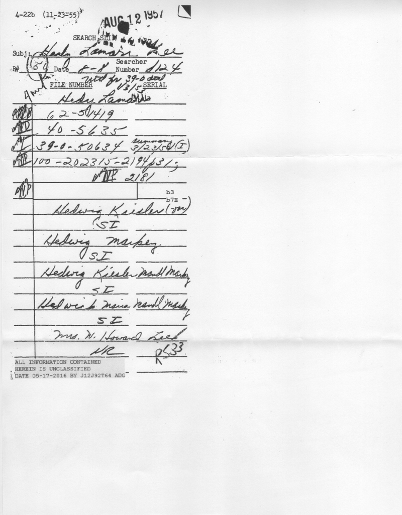 Page 3 of Hedy Lamarr’s FBI file